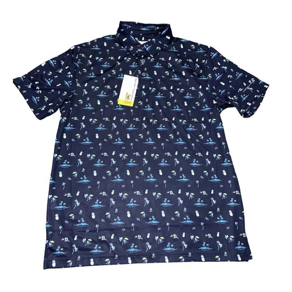 Nicklaus Golf Polo Shirt Mens Medium White Hawaiian Performance Tee